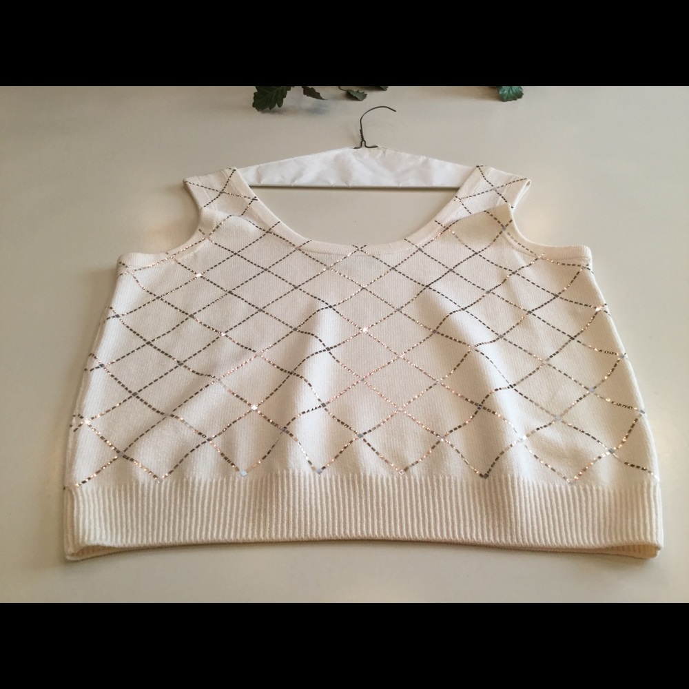 St John Evening Sleeveless Top - White, Gold